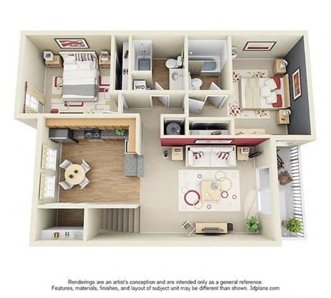 a 3 bedroom floor plan is shown in this illustration